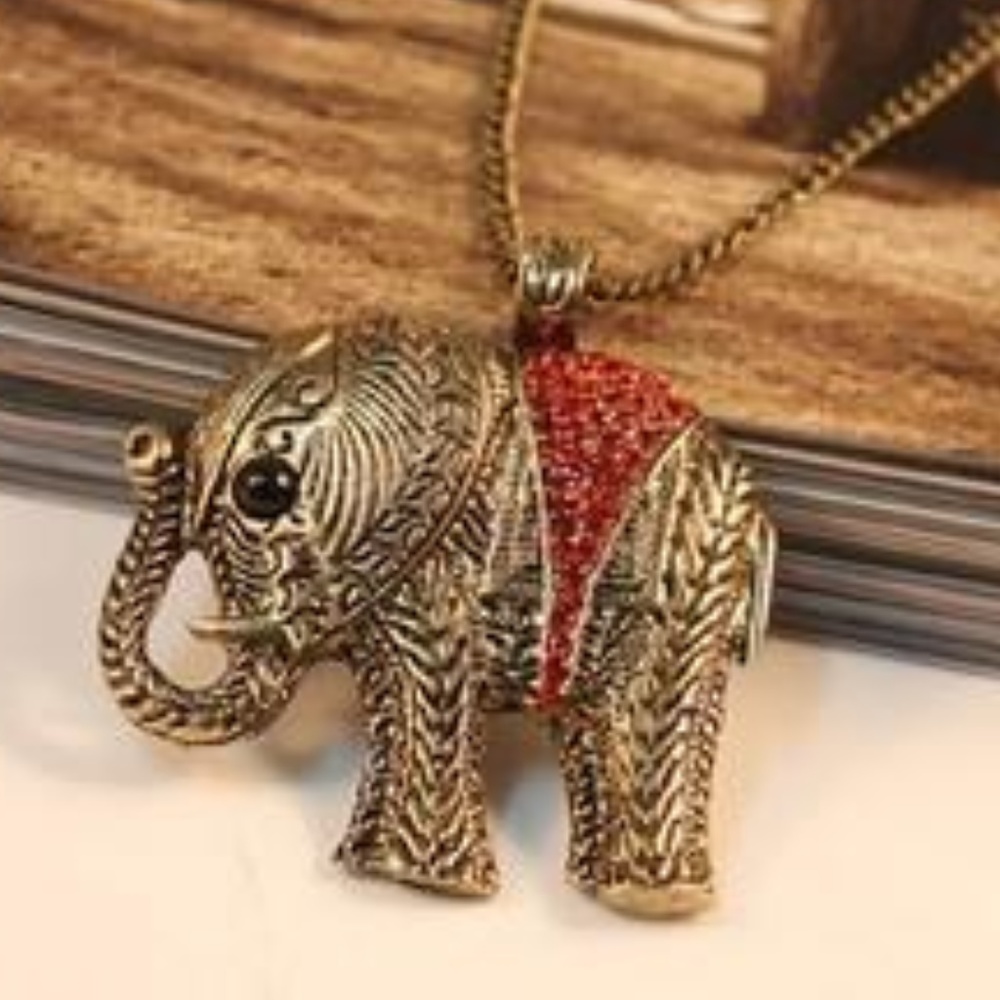 Red Elephant Long Necklace